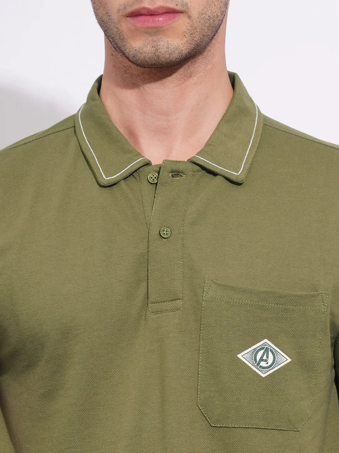 Being Human Clothing Men's Olive Captain America Polo T-shirt