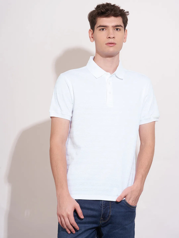 White Regular Fit Men's Polo T-Shirt by Being Human Clothing