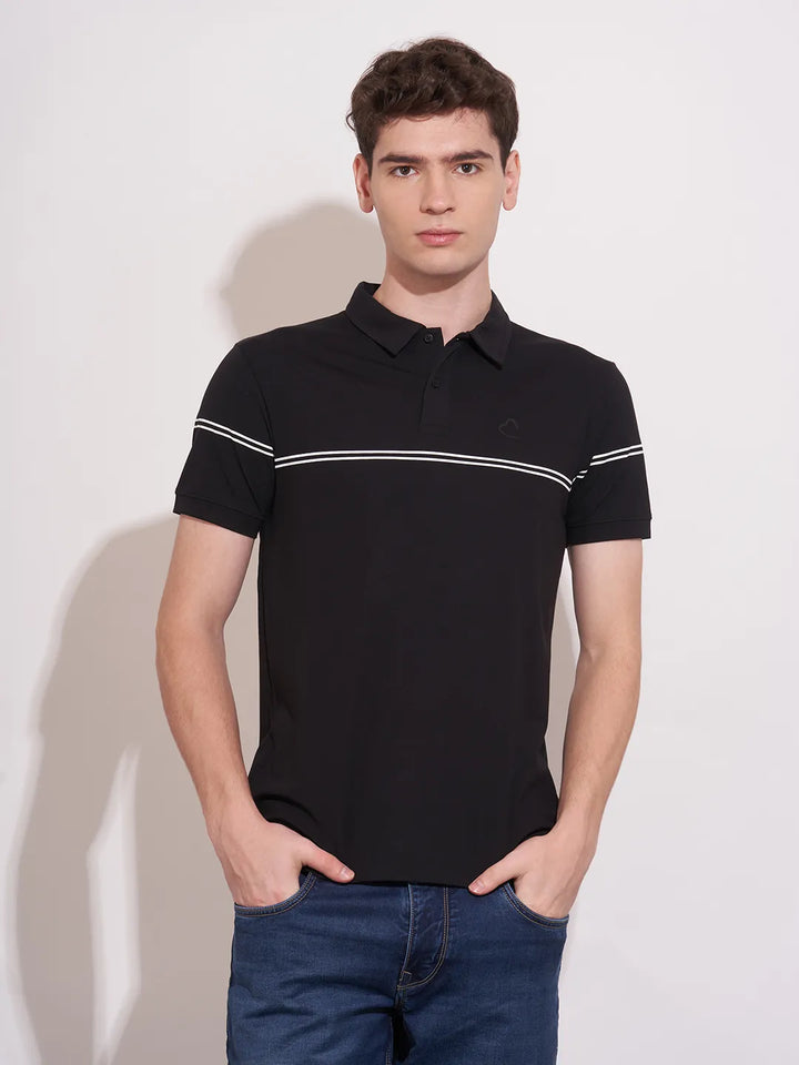 Black Regular Fit Men's Polo T-Shirt by Being Human Clothing