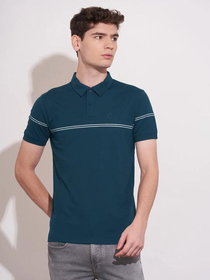 Teal Regular Fit Men's Polo T-Shirt by Being Human Clothing