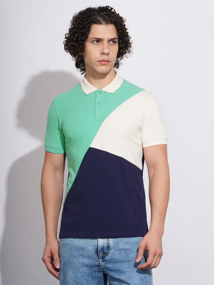 Blue Regular Fit Men's Polo T-Shirt by Being Human Clothing