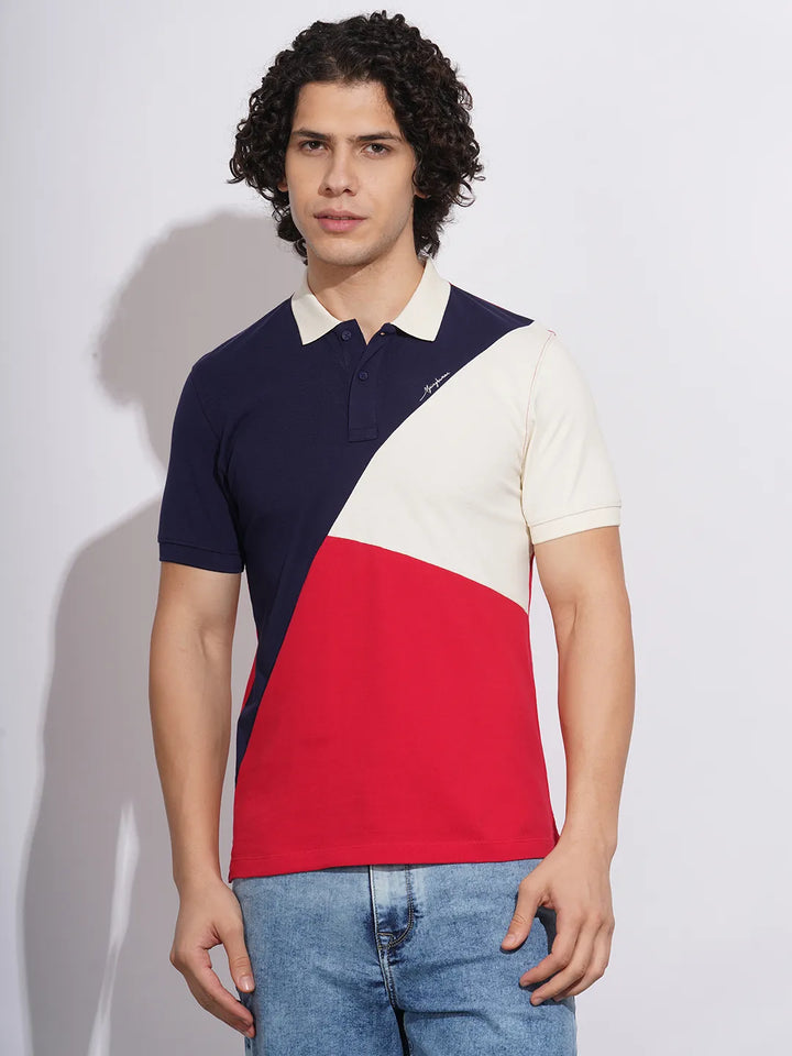Red Regular Fit Men's Polo T-Shirt by Being Human Clothing