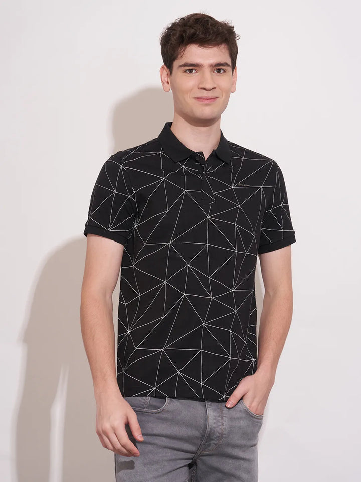 Black Regular Fit Men's Polo T-Shirt