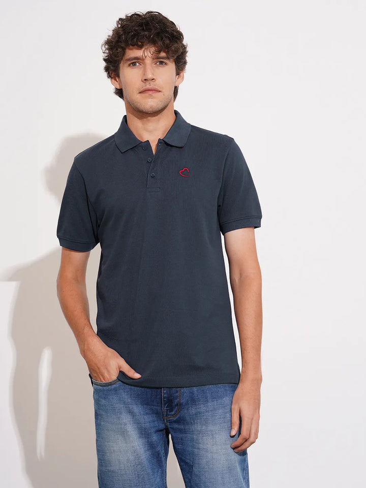 Blue Regular Fit Men's Polo T-Shirt by Being Human Clothing