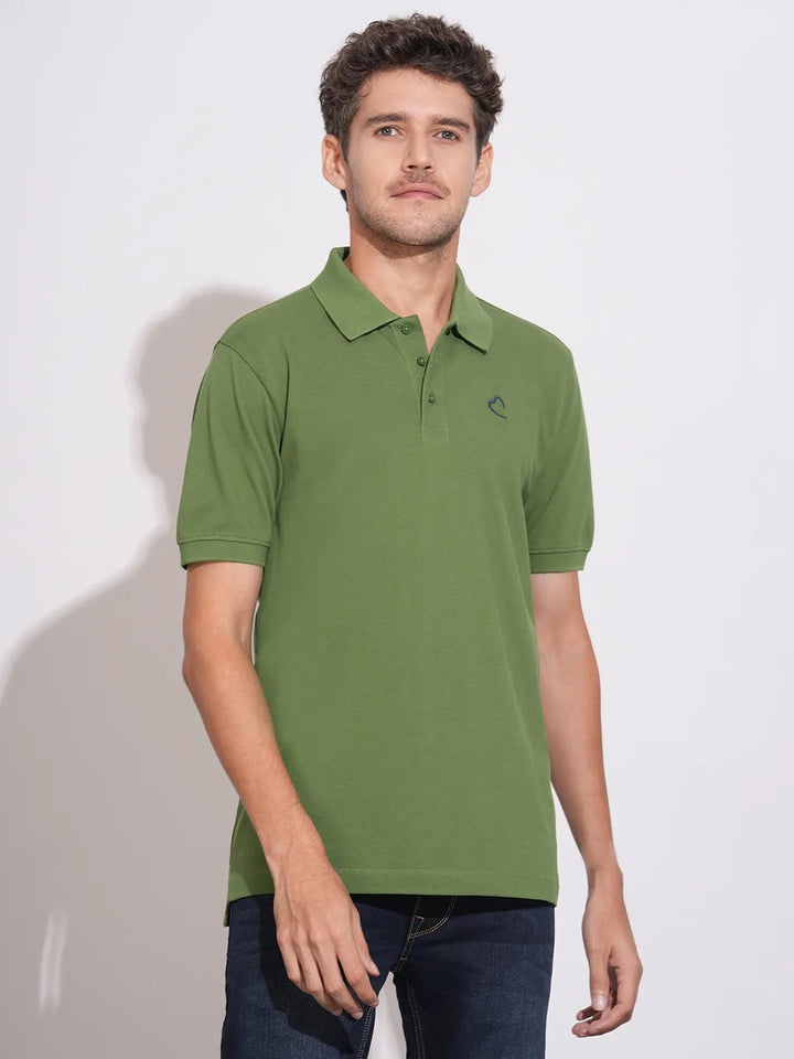 Green Regular Fit Men's Polo T-Shirt by Being Human Clothing