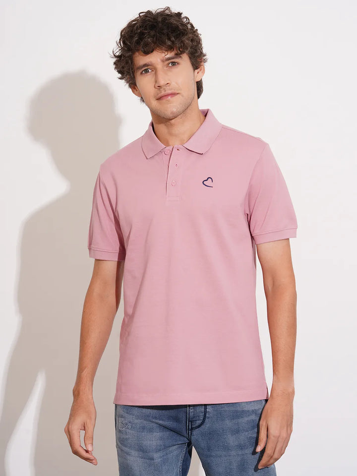 Pink Regular Fit Men's Polo T-Shirt by Being Human Clothing