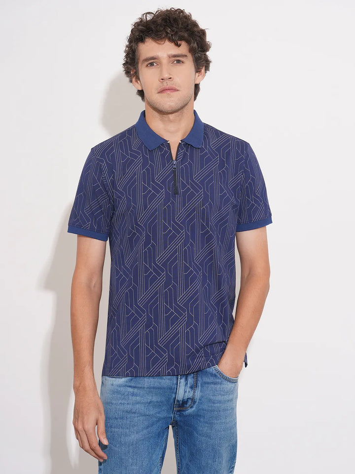 Blue Regular Fit Men's Polo T-Shirt by Being Human Clothing