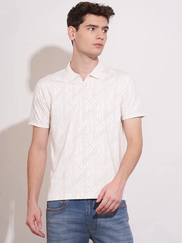 White Regular Fit Men's Polo T-Shirt by Being Human Clothing