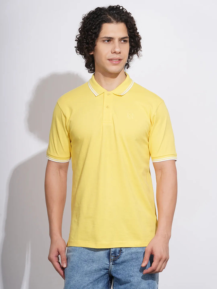 Yellow Regular Fit Men's Polo T-Shirt by Being Human Clothing
