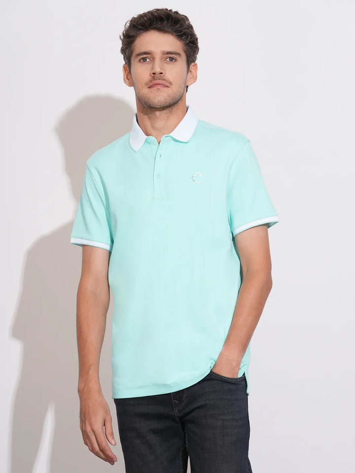 Aqua Regular Fit Men's Polo T-Shirt by Being Human Clothing