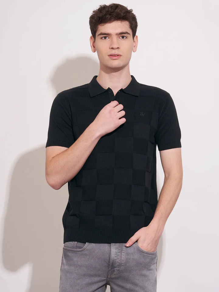 Black Regular Fit Men's Polo T-Shirt by Being Human Clothing