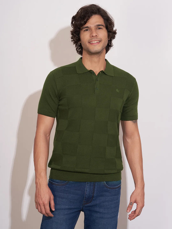 Olive Regular Fit Men's Polo T-Shirt by Being Human Clothing