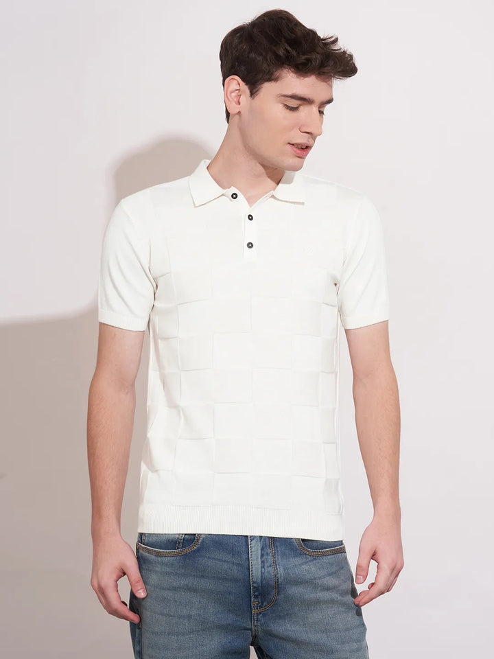 White Regular Fit Men's Polo T-Shirt by Being Human Clothing