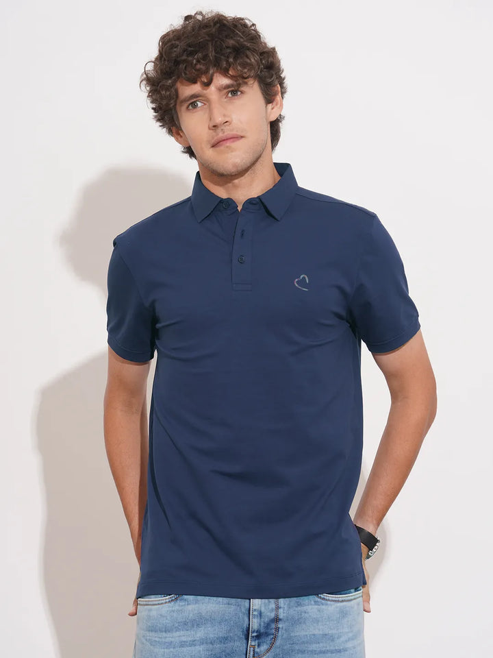 Navy Regular Fit Men's Polo T-Shirt by Being Human Clothing