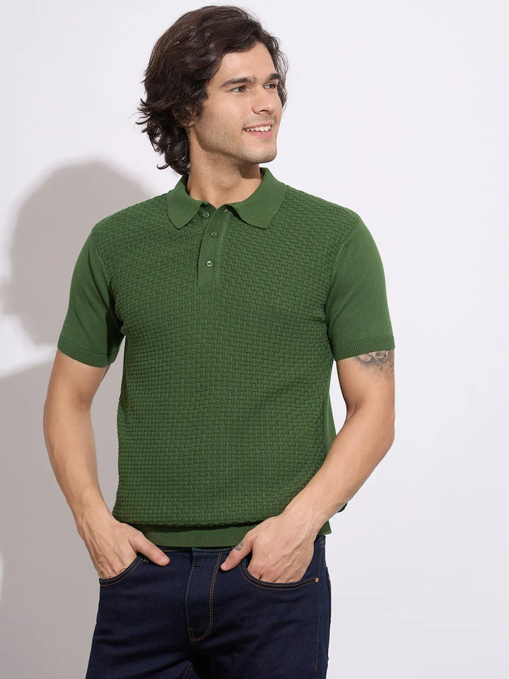 Olive Regular Fit Men's Polo T-Shirt