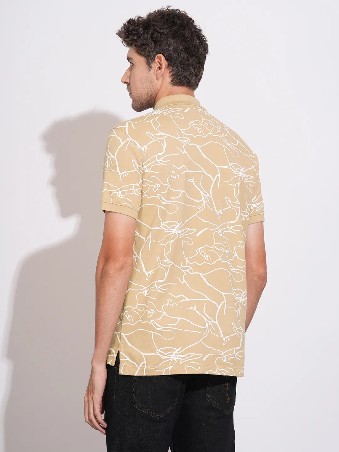 Beige Regular Fit Men's Polo T-Shirt by Being Human Clothing