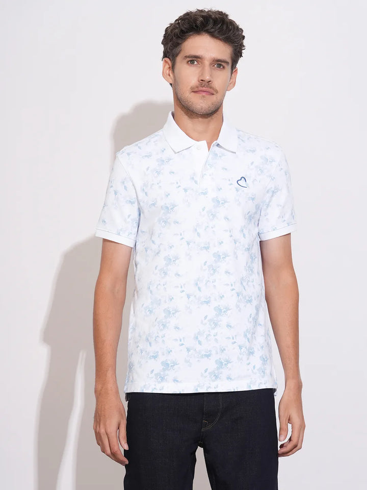 White Regular Fit Men's Polo T-Shirt by Being Human Clothing