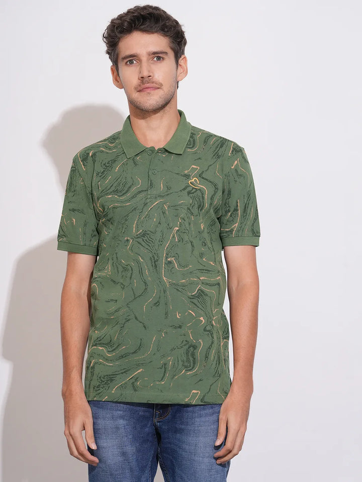 Olive Regular Fit Men's Polo T-Shirt by Being Human Clothing