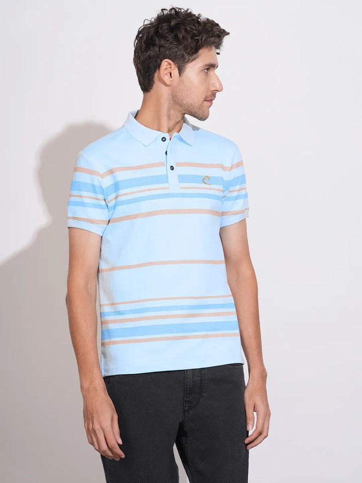 Light Blue Regular Fit Men's Polo T-Shirt by Being Human Clothing