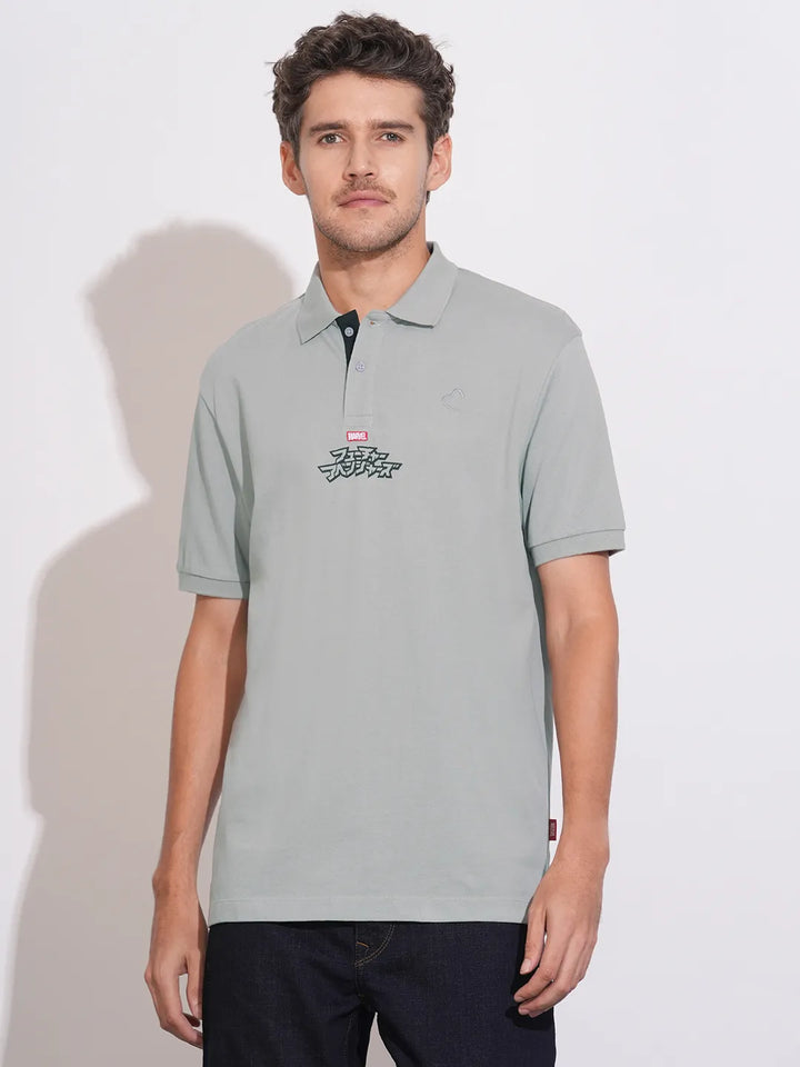 Grey Easy Fit Men's Polo T-Shirt by Being Human Clothing