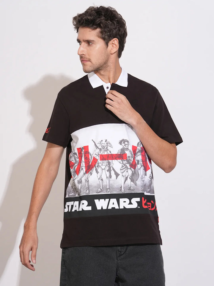 Black Easy Fit Men's Polo T-Shirt by Being Human Clothing