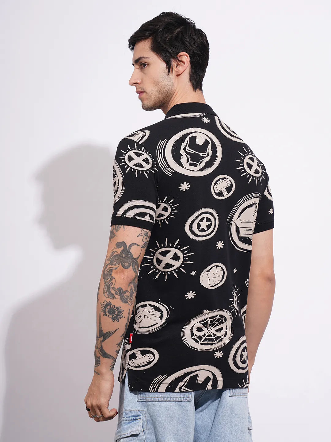 Avengers Black Regular Collar Men's Polo Neck by Being Human Clothing