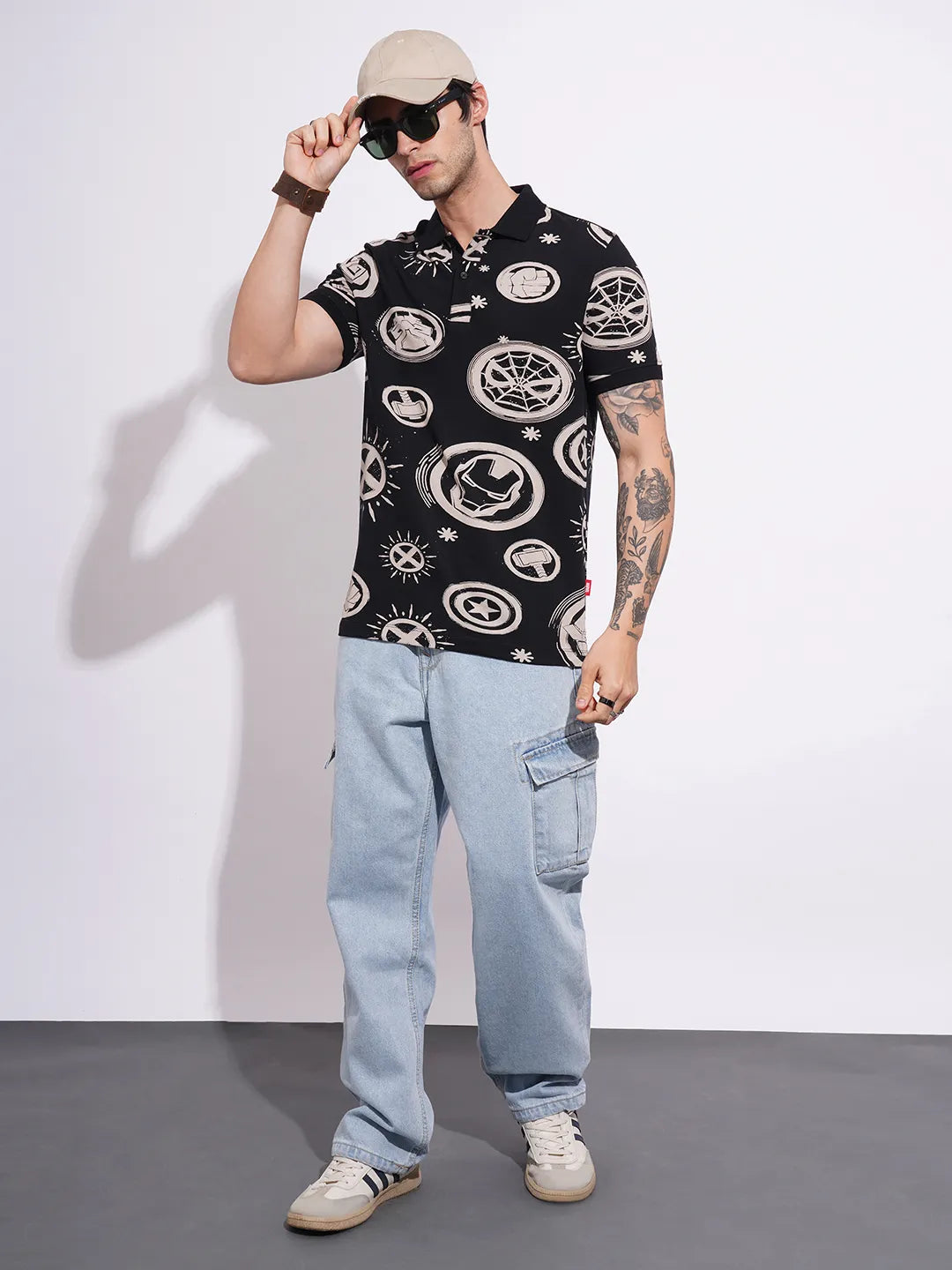 Avengers Black Regular Collar Men's Polo Neck by Being Human Clothing