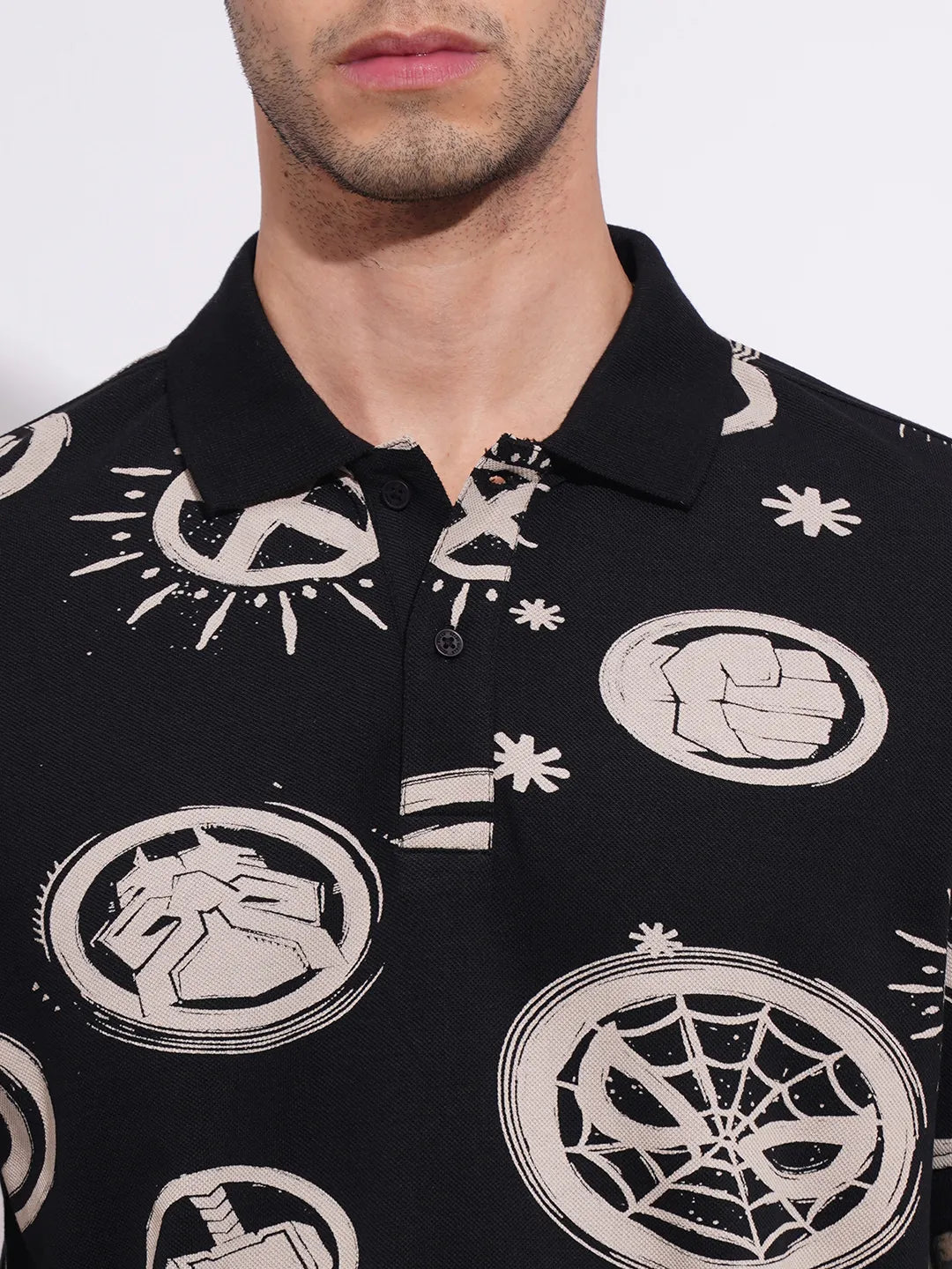 Avengers Black Regular Collar Men's Polo Neck by Being Human Clothing