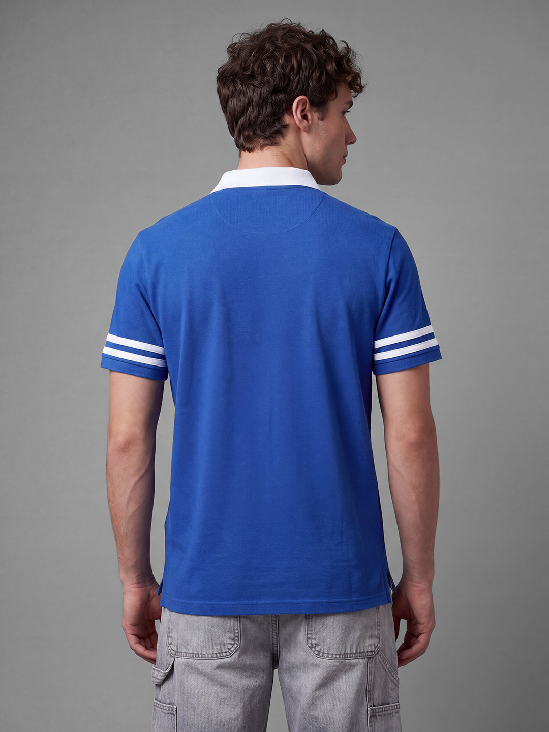 Blue Easy Fit Typography  Short Sleeves Polo Collar Men's T-shirt by Being Human Clothing
