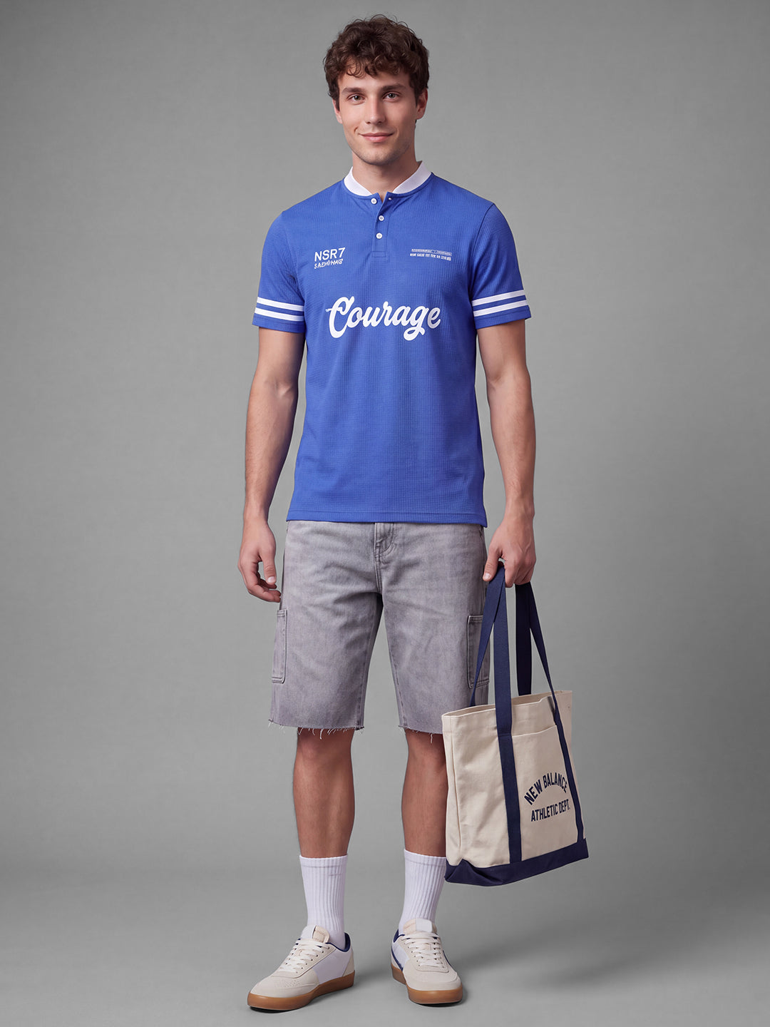 Blue Easy Fit Typography  Short Sleeves Polo Collar Men's T-shirt by Being Human Clothing