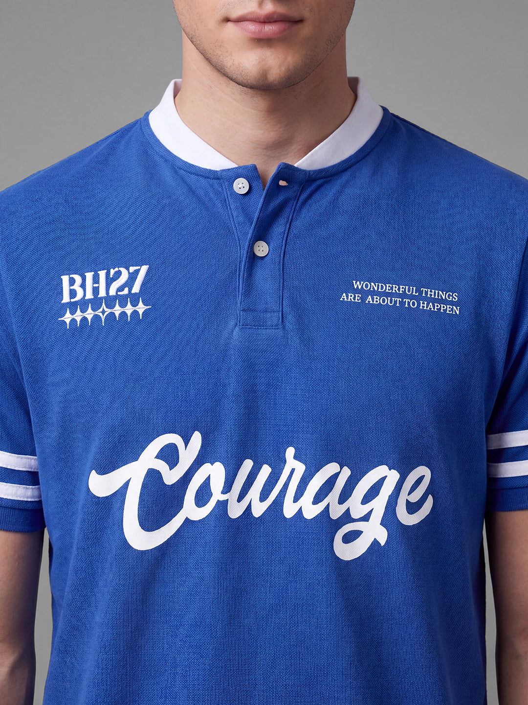 Blue Easy Fit Typography  Short Sleeves Polo Collar Men's T-shirt by Being Human Clothing