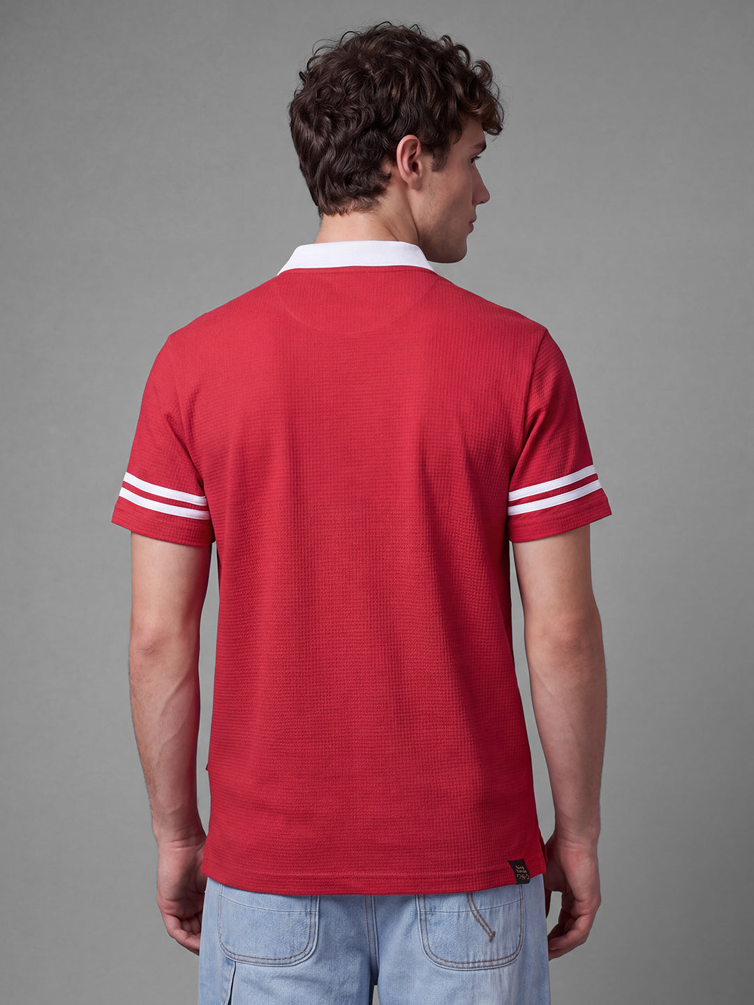 Red Easy Fit Typography  Short Sleeves Polo Collar Men's T-shirt by Being Human Clothing