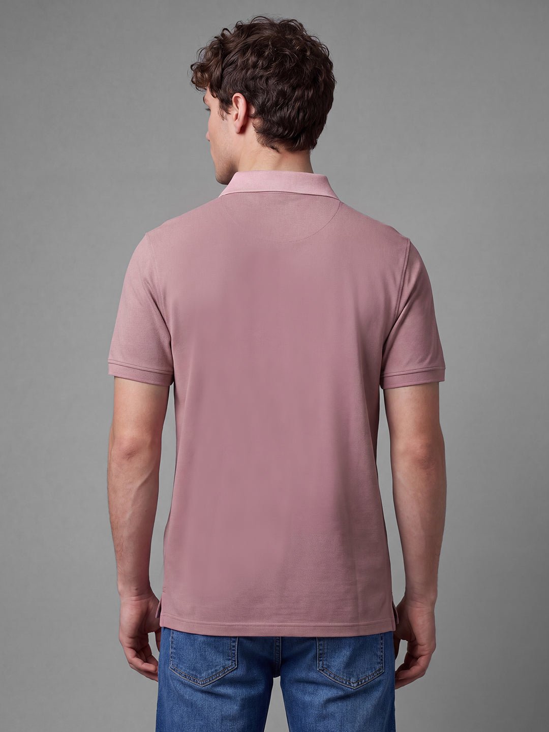 Pink Moderno Fit Solid  Short Sleeves Polo Collar Men's T-shirt by Being Human Clothing
