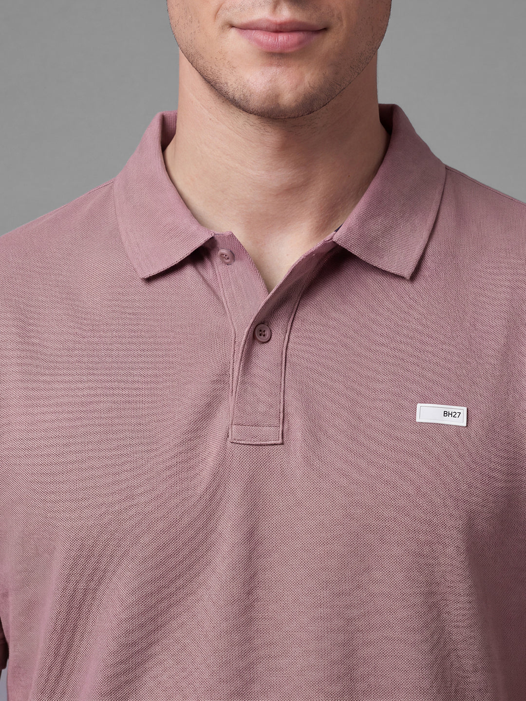 Pink Moderno Fit Solid  Short Sleeves Polo Collar Men's T-shirt by Being Human Clothing