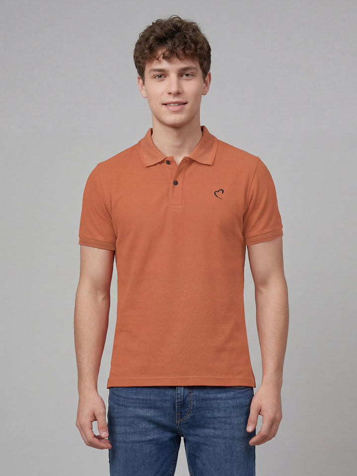Rust Regular Fit Half Sleeve Polo Neck Men's T-shirt