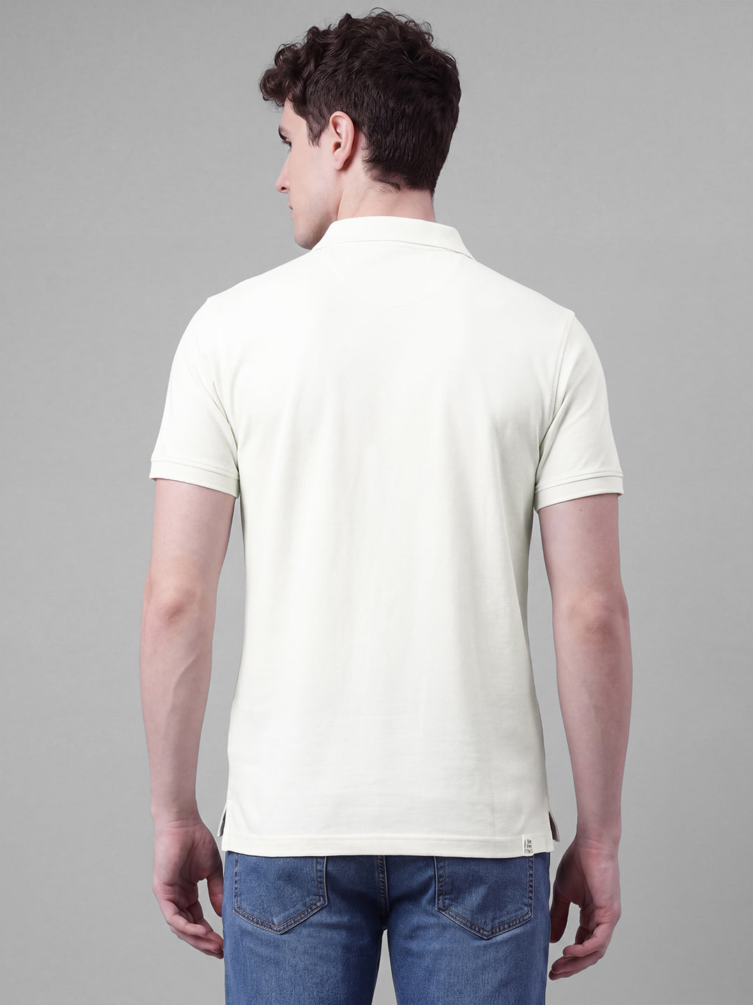 Beige Moderno Fit Embroidered Pure Cotton Short Sleeves Polo Collar Men's T-shirt by Being Human Clothing