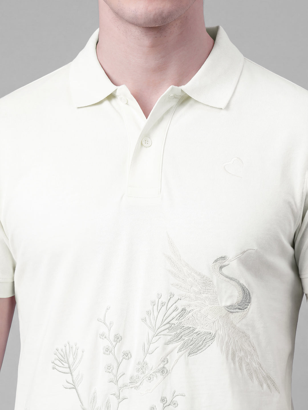 Beige Moderno Fit Embroidered Pure Cotton Short Sleeves Polo Collar Men's T-shirt by Being Human Clothing