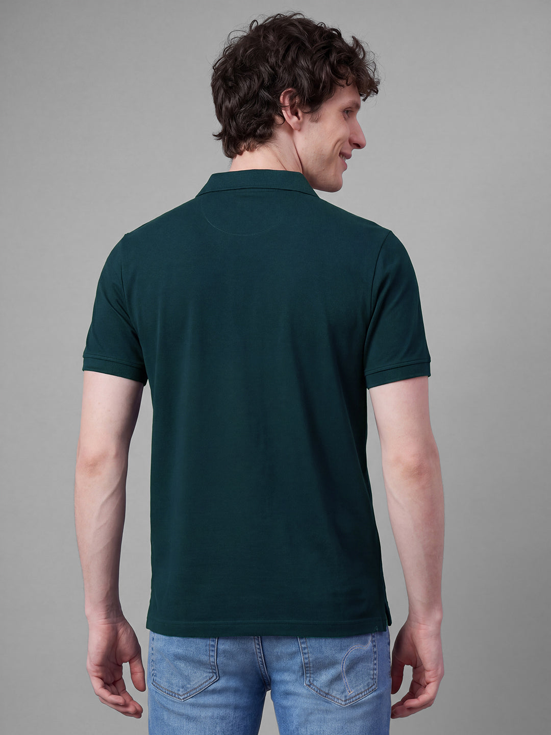 Teal Moderno Fit Geometric Print  Short Sleeves Polo Collar Men's T-shirt by Being Human Clothing