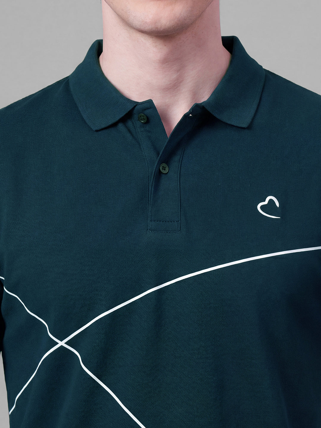 Teal Moderno Fit Geometric Print  Short Sleeves Polo Collar Men's T-shirt by Being Human Clothing