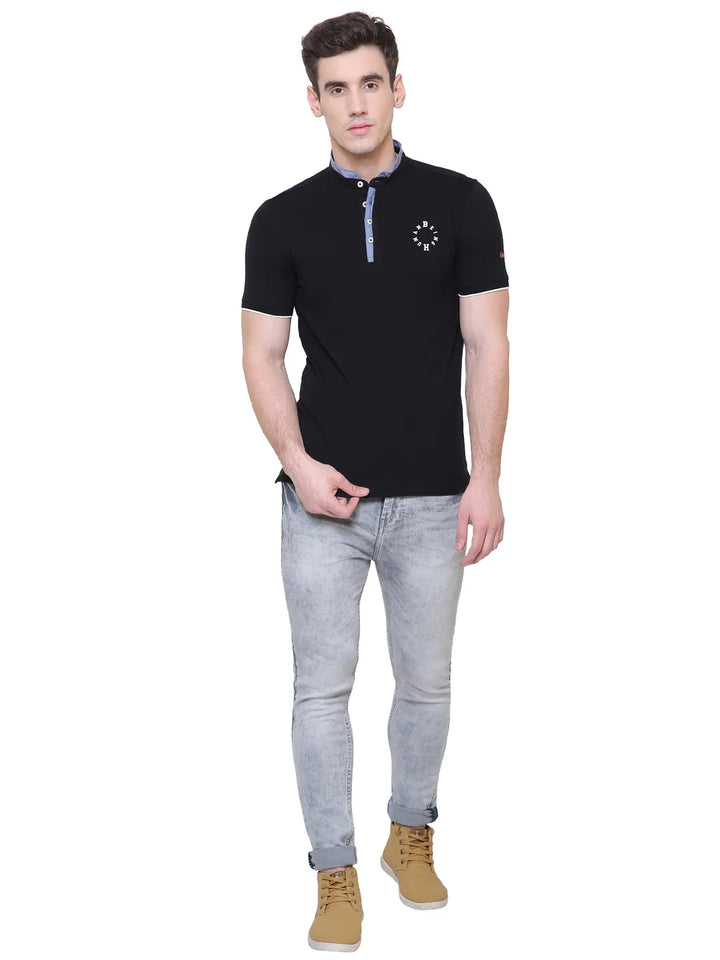 Black Regular Fit Men's Polo T-Shirt