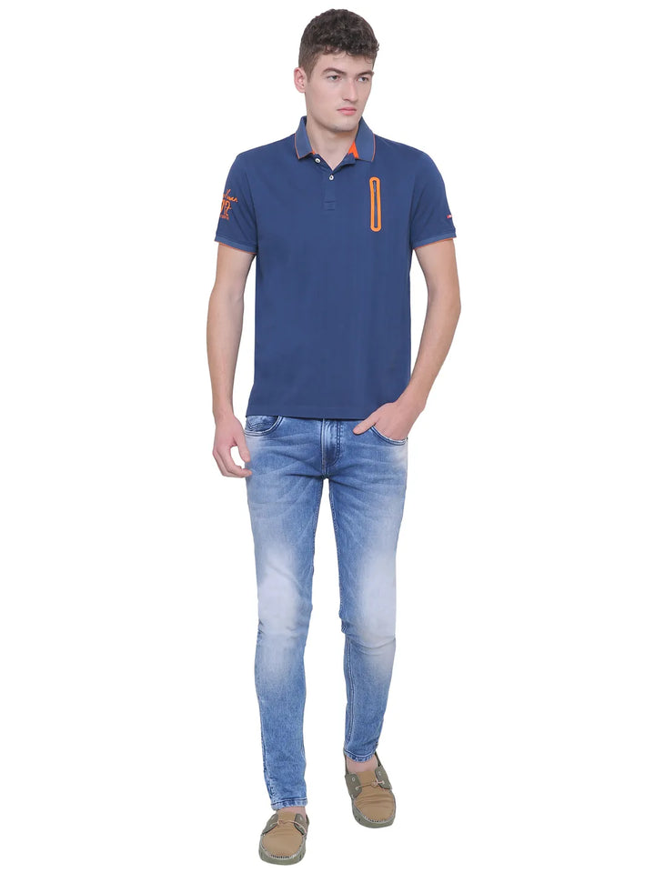 Blue Regular Fit Men's Polo T-Shirt