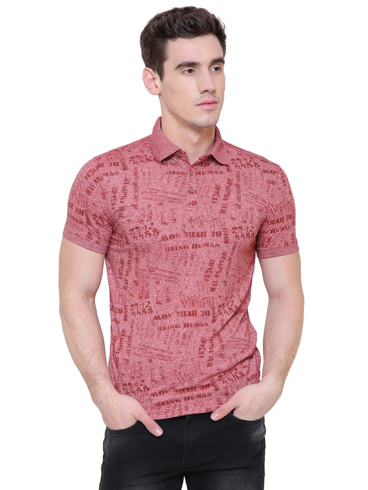 Red Slim Straight Fit Men's Polo T-Shirt