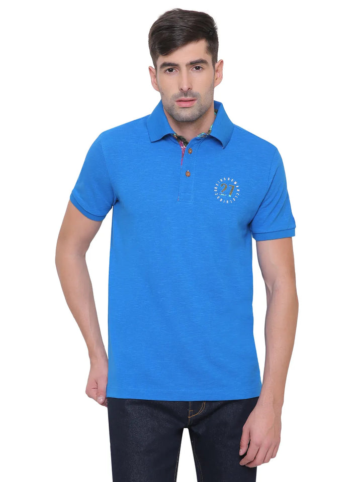 Blue Regular Fit Men's Polo T-Shirt