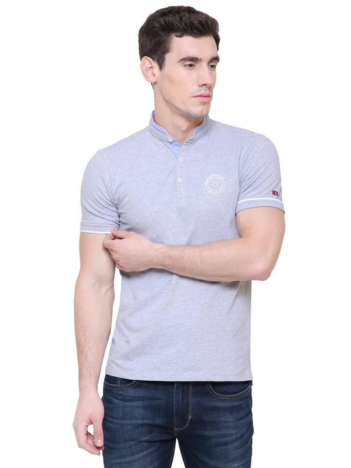 Grey Regular Fit Men's Polo T-Shirt