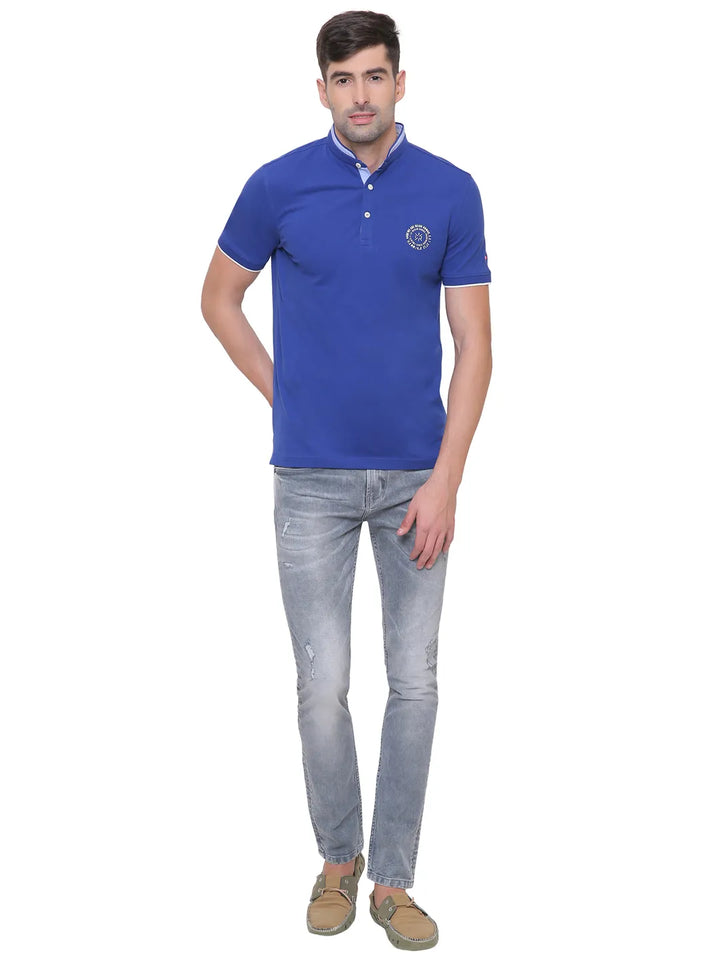 Blue Regular Fit Men's Polo T-Shirt