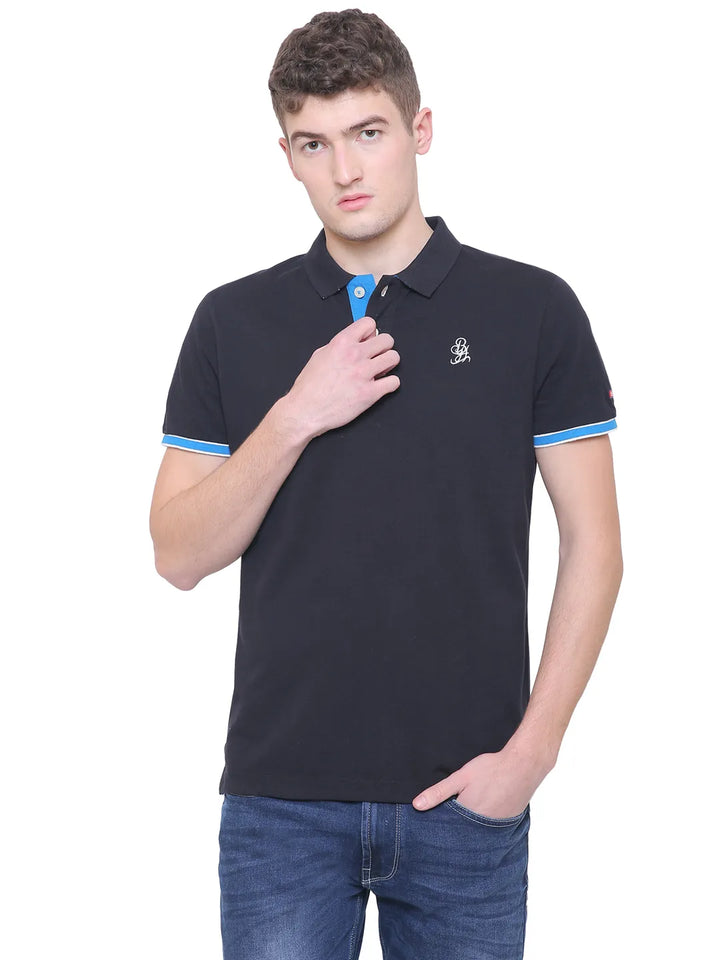 Black Regular Fit Men's Polo T-Shirt