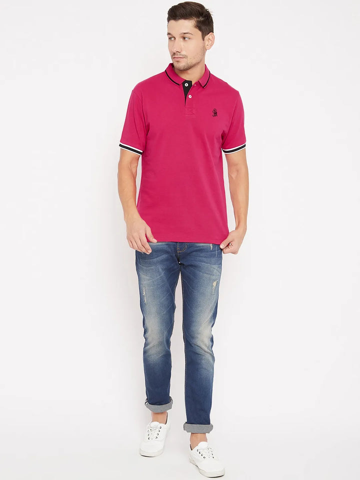 Pink Regular Fit Men's Polo T-Shirt