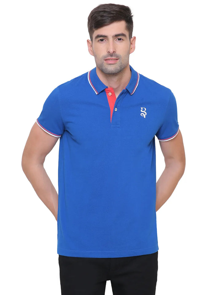 Blue Regular Fit Men's Polo T-Shirt