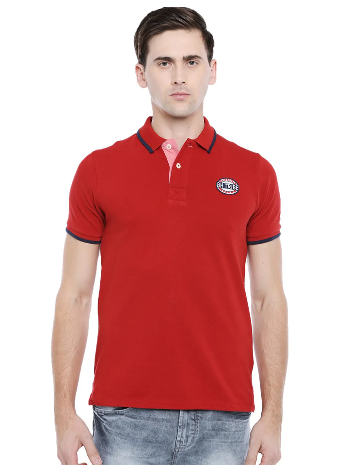 Red Regular Fit Men's Polo T-Shirt