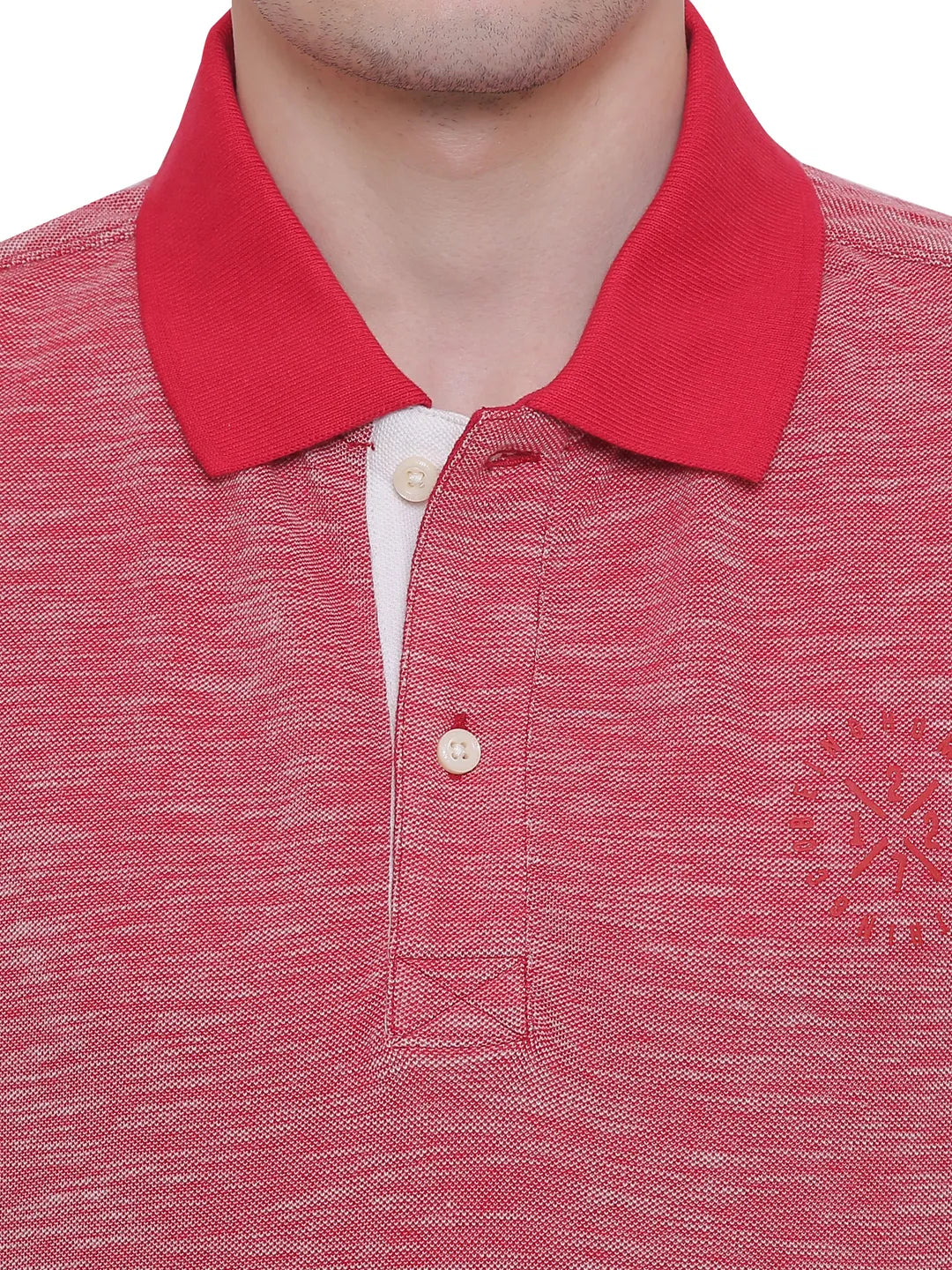 Being Human Clothing Men Regular Fit Polo Neck T-Shirts-Red_Ecru